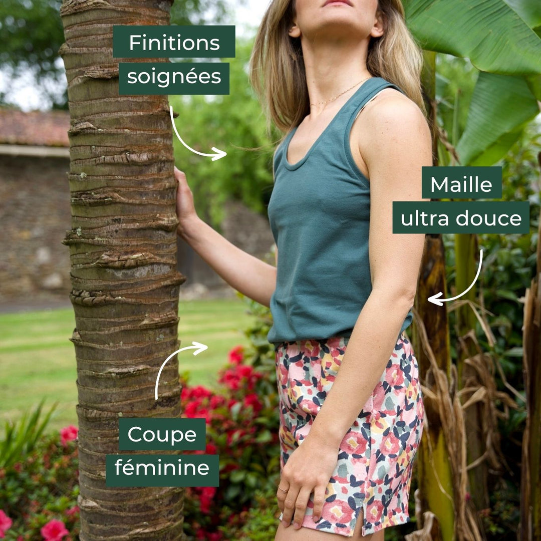 ensemble de pyjama short débardeur spécificités