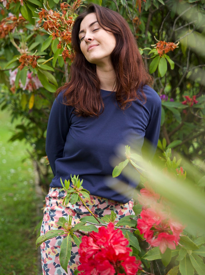 Ensemble Pyjama Pantalon Au Jardin + T-Shirt Marine