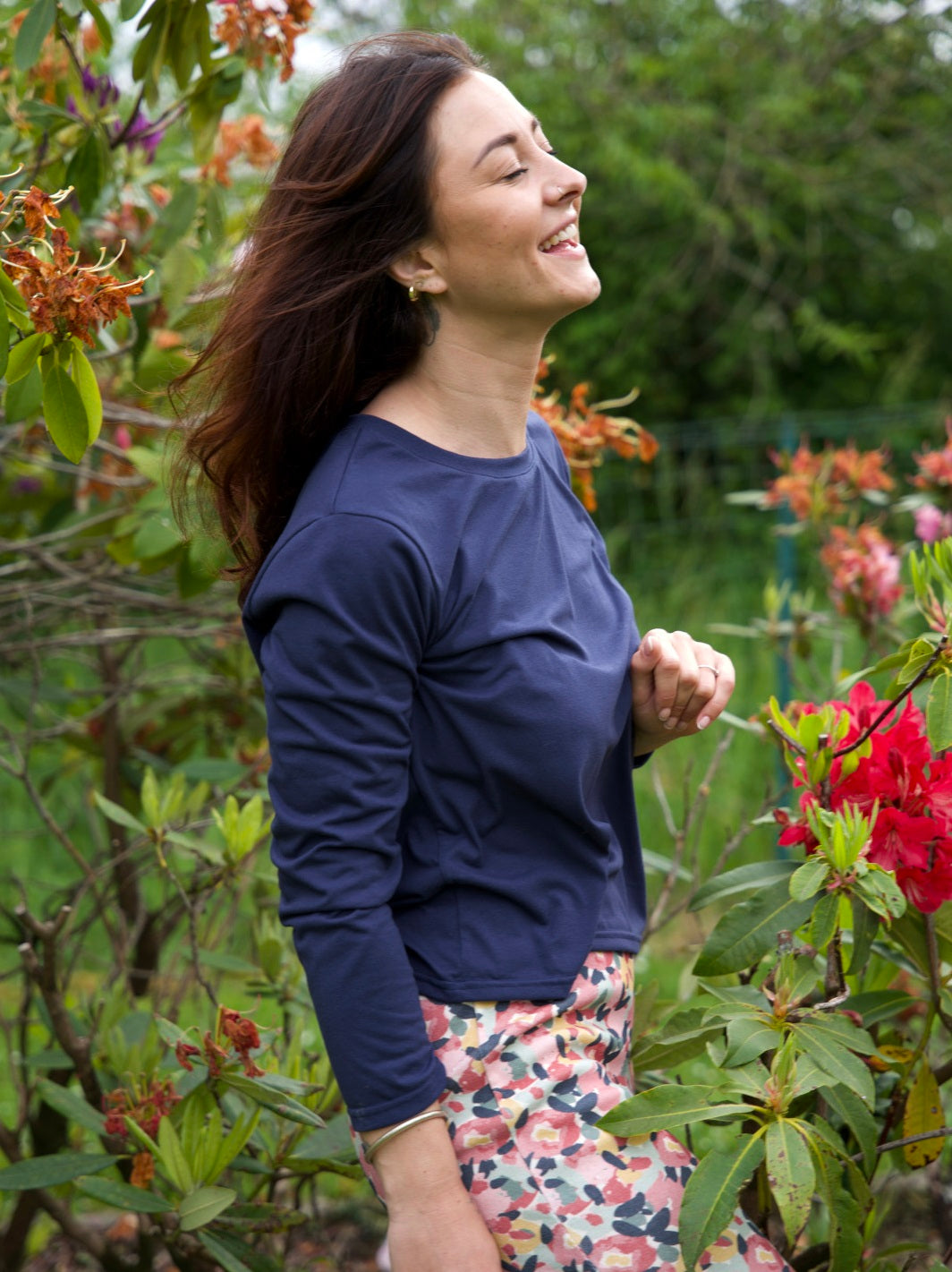 Ensemble Pyjama Pantalon Au Jardin + T-Shirt Marine
