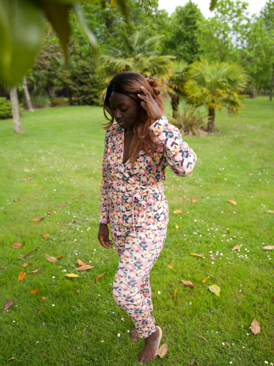 ensemble pyjama pantalon kimono au jardin ecoresponsable et made in france