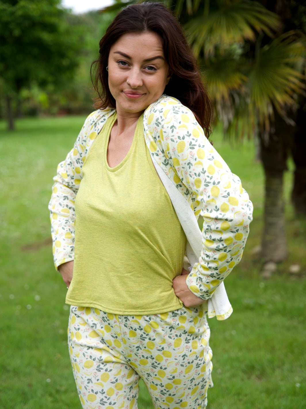 géopélie - ensemble pyjama pantalon kimono les citrons ecoresponsable et made in france