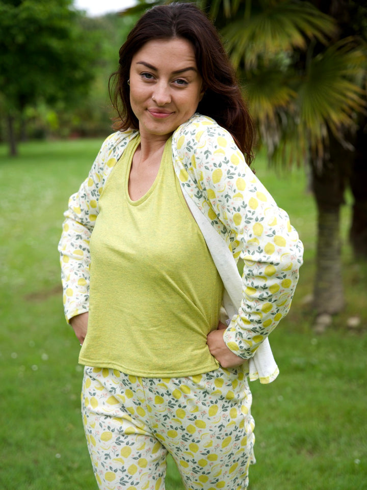 géopélie - ensemble pyjama pantalon kimono les citrons ecoresponsable et made in france