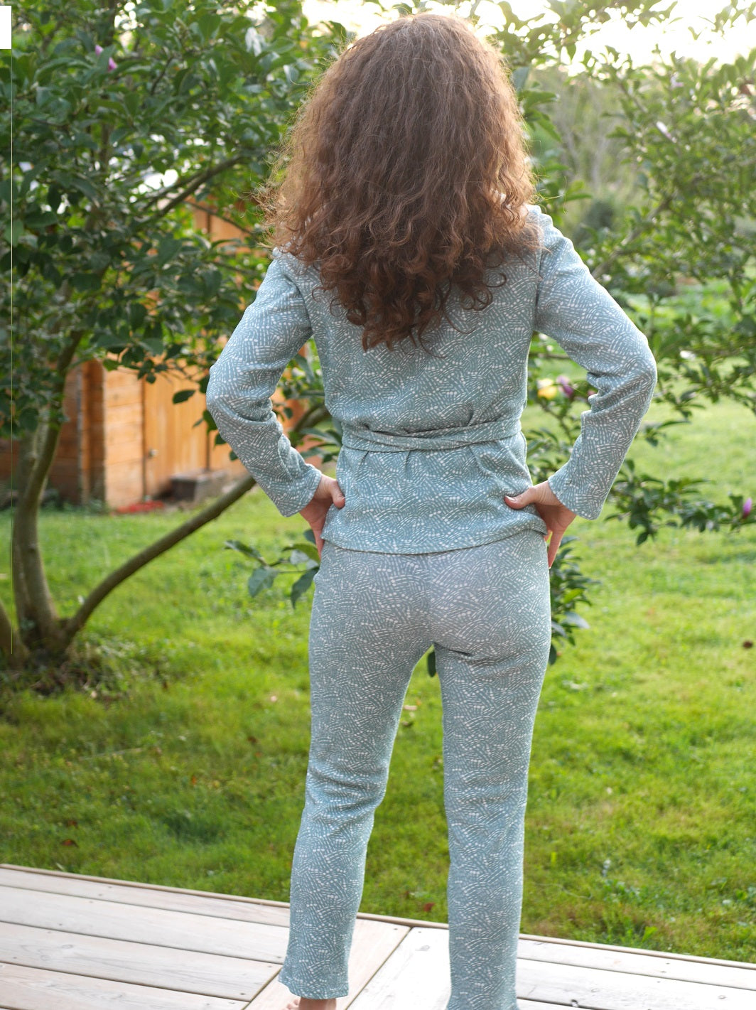 géopélie - kimono pyjama fauvette comètes ecoresponsable et made in france