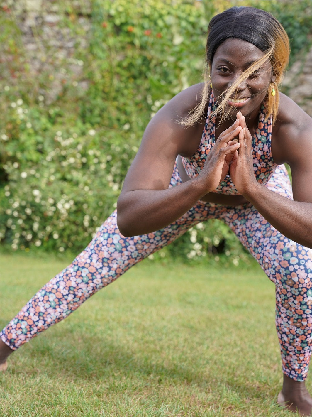 legging colibri parterre de fleurs ecoresponsable