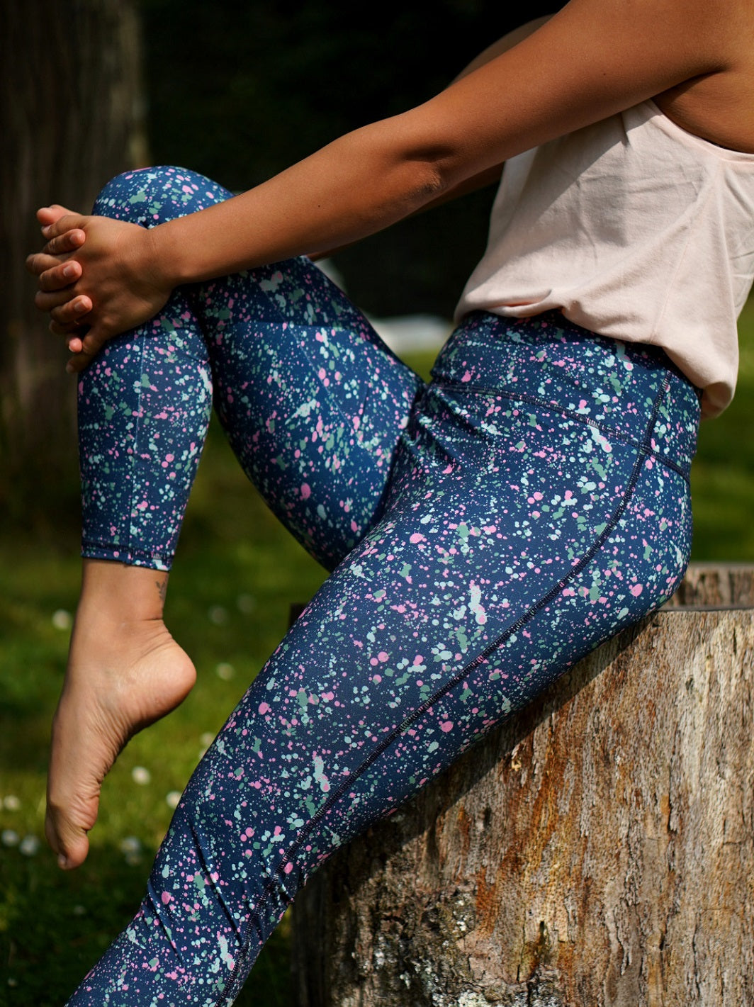 legging yoga colibri motif voie lactée ecoresponsable et made in france