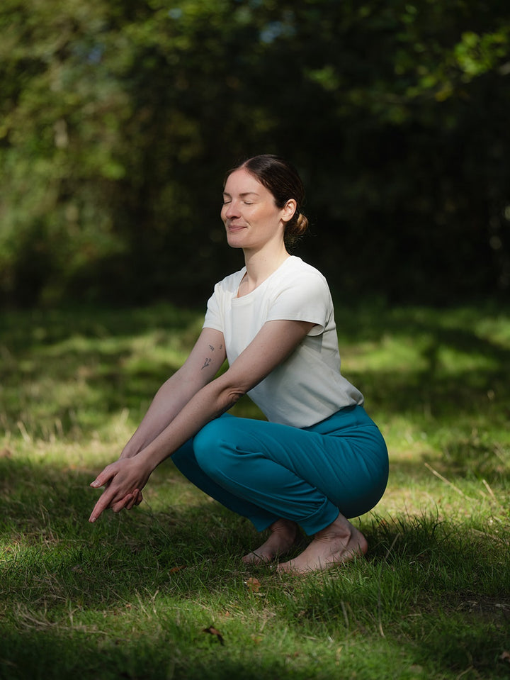 sarouel de yoga turquoise  hirondelle coton biologique