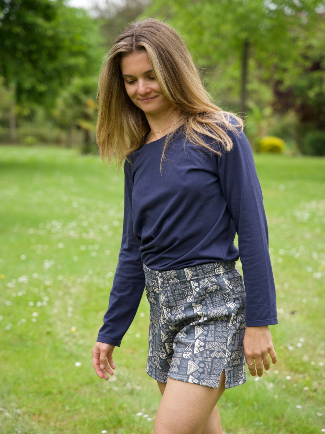 short de pyjama motif ethnique ecoresponsable