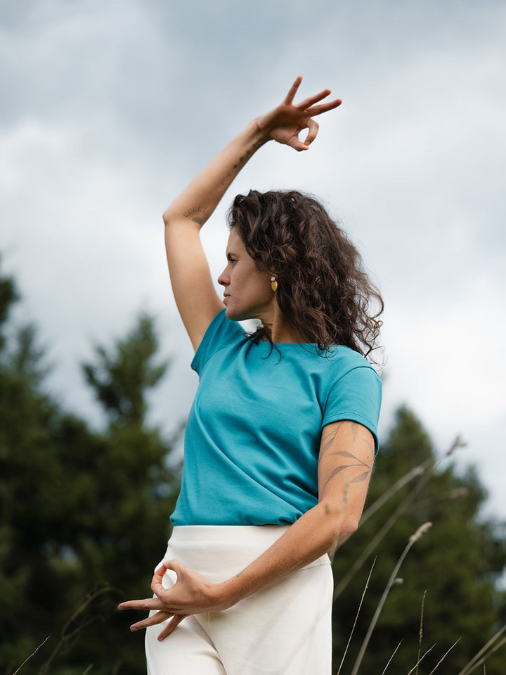 t-shirt pelican turquoise coton biologique