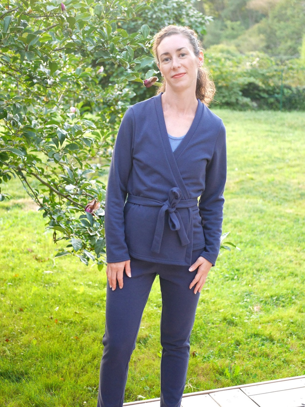 géopélie - kimono pyjama sitelle bleu marine ecoresponsable et made in france
