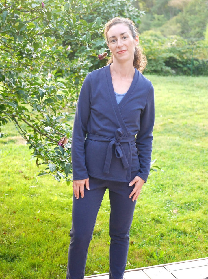 géopélie - kimono pyjama sitelle bleu marine ecoresponsable et made in france