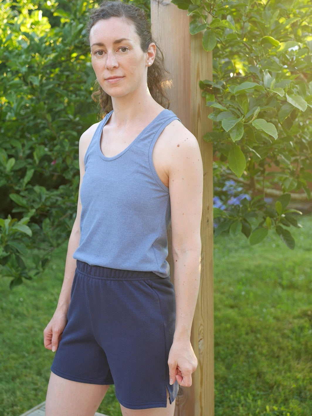 géopélie - short pyjama vanneau bleu marine ecoresponsable et made in france