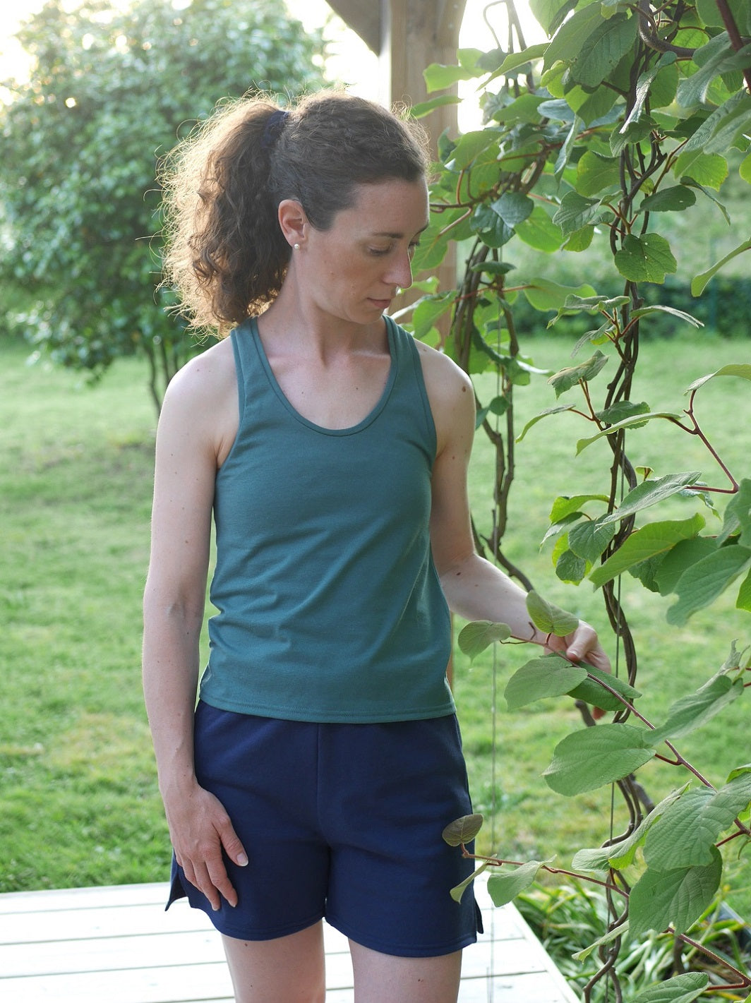 géopélie - short pyjama vanneau bleu marine ecoresponsable et made in france