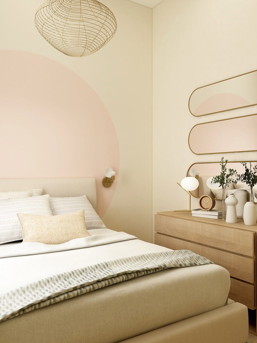 jolie chambre à coucher rose pale