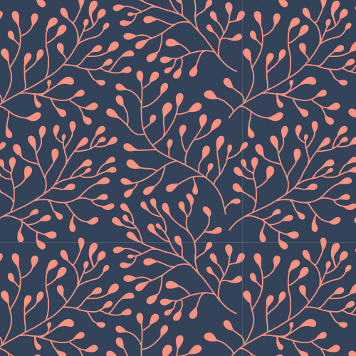 motif feuillage rose corail