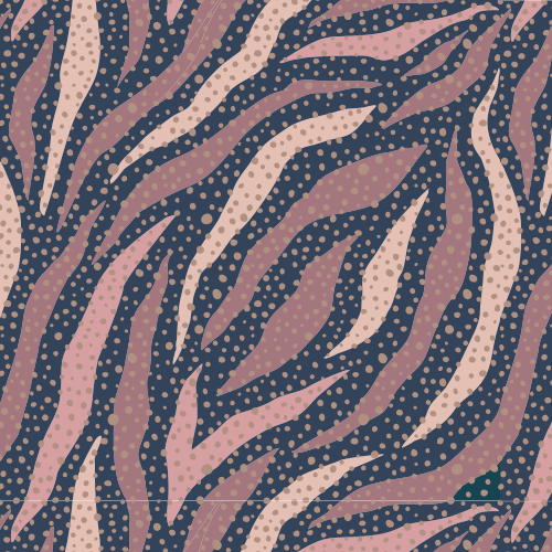 motif zebre fond bleu roses fonces
