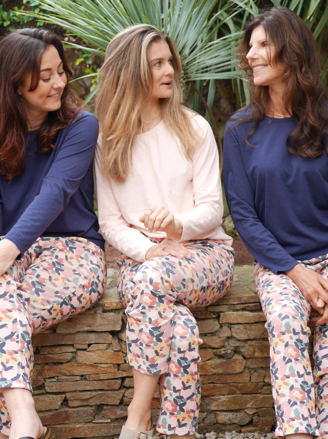 t-shirt de pyjama perdrix rose pétale ecoresponsable et made in france