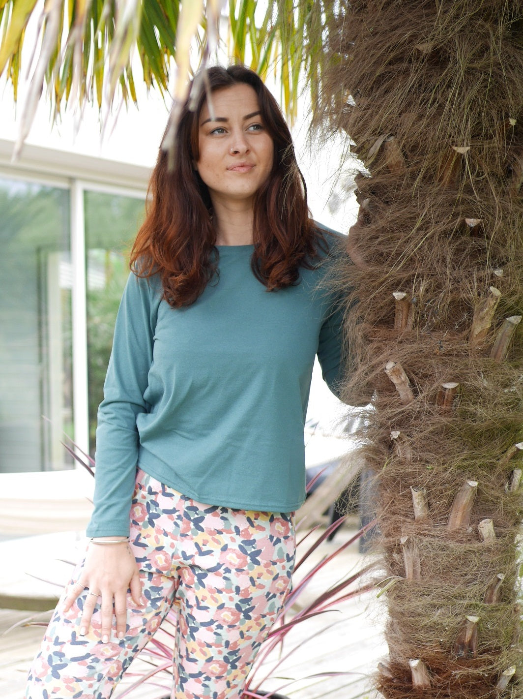 Ensemble Pyjama Pantalon Au Jardin + T-Shirt Vert
