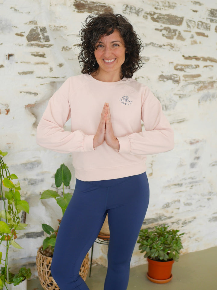 sweat héron rose en molleton 100% recyclé farbiqué en France