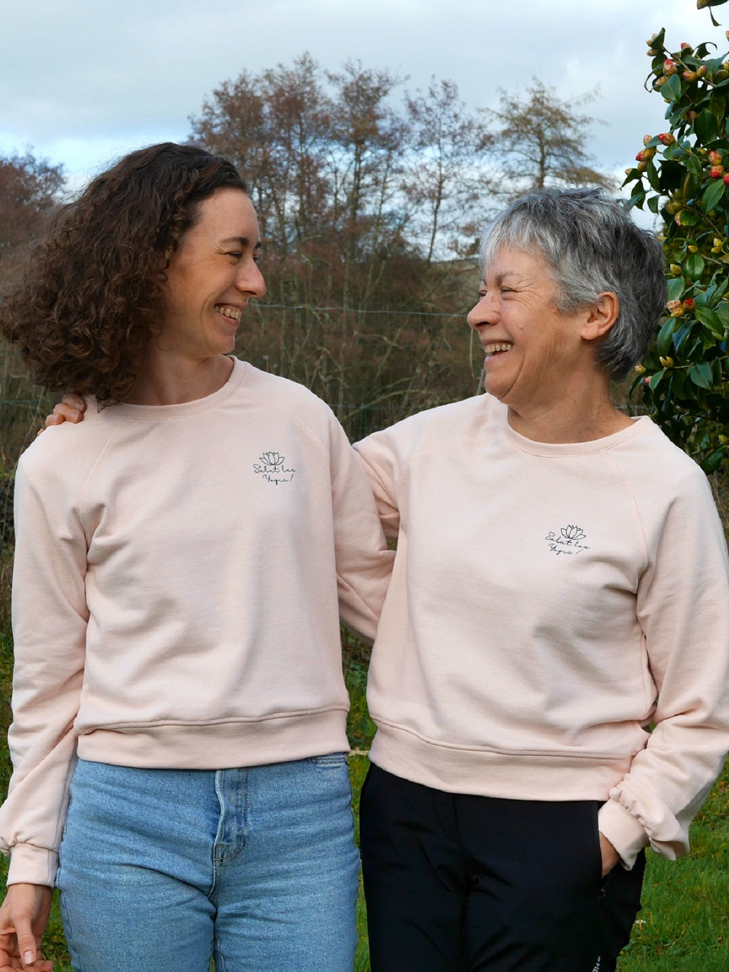 sweat héron rose en molleton 100% recyclé farbiqué en France