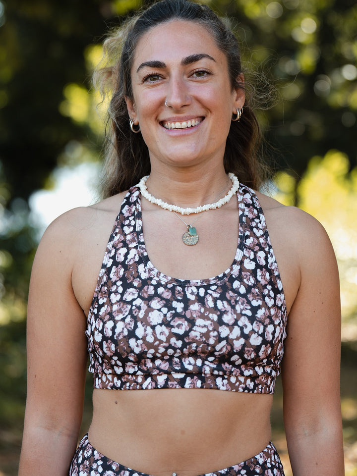 brassière yoga ecoresponsable colibri flow fauve