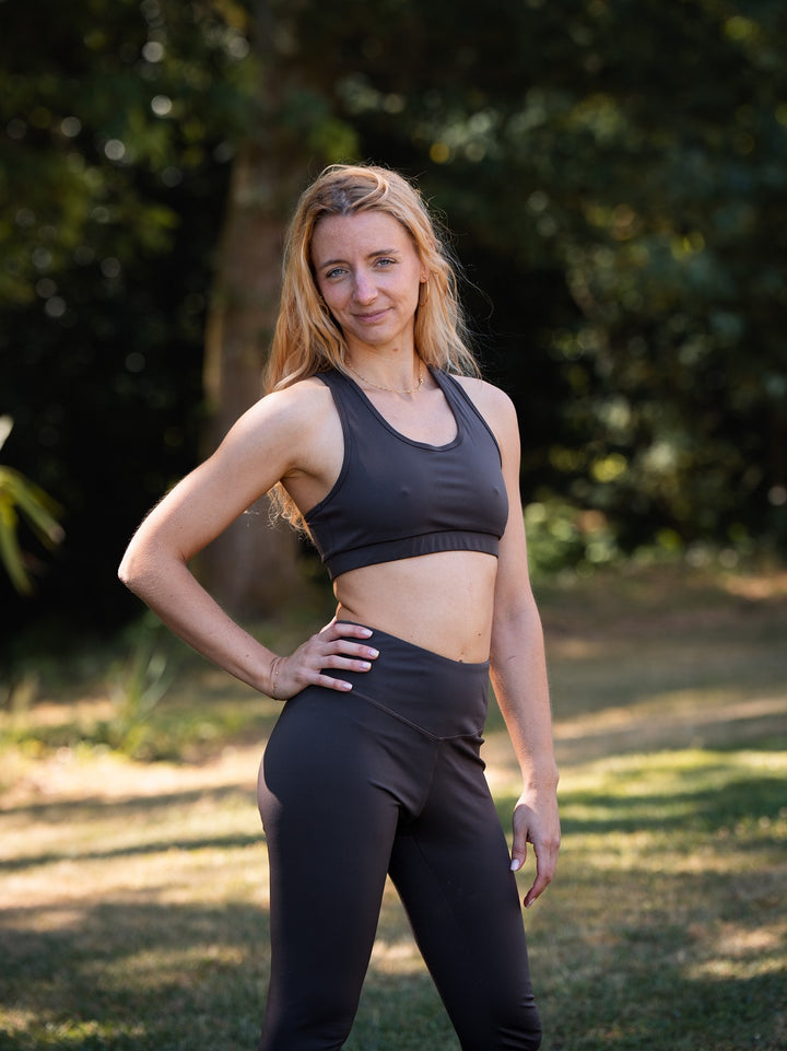 brassière yoga ecoresponsable mesange moka