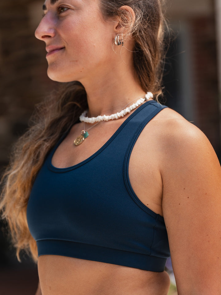 brassière yoga ecoresponsable mesange minuit bleu