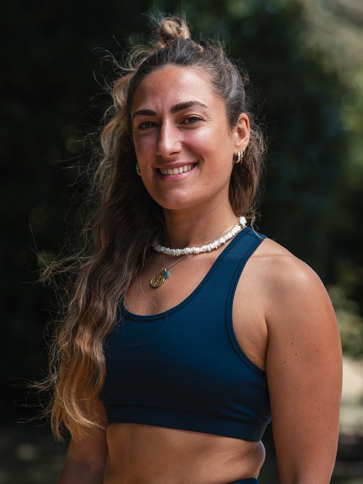 brassière yoga ecoresponsable mesange minuit bleu