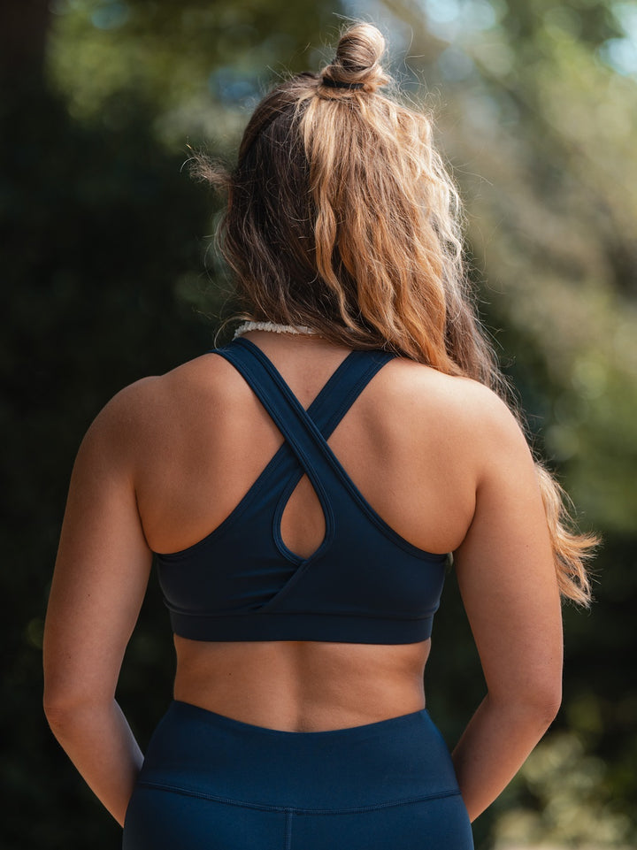 brassière yoga ecoresponsable mesange minuit bleu