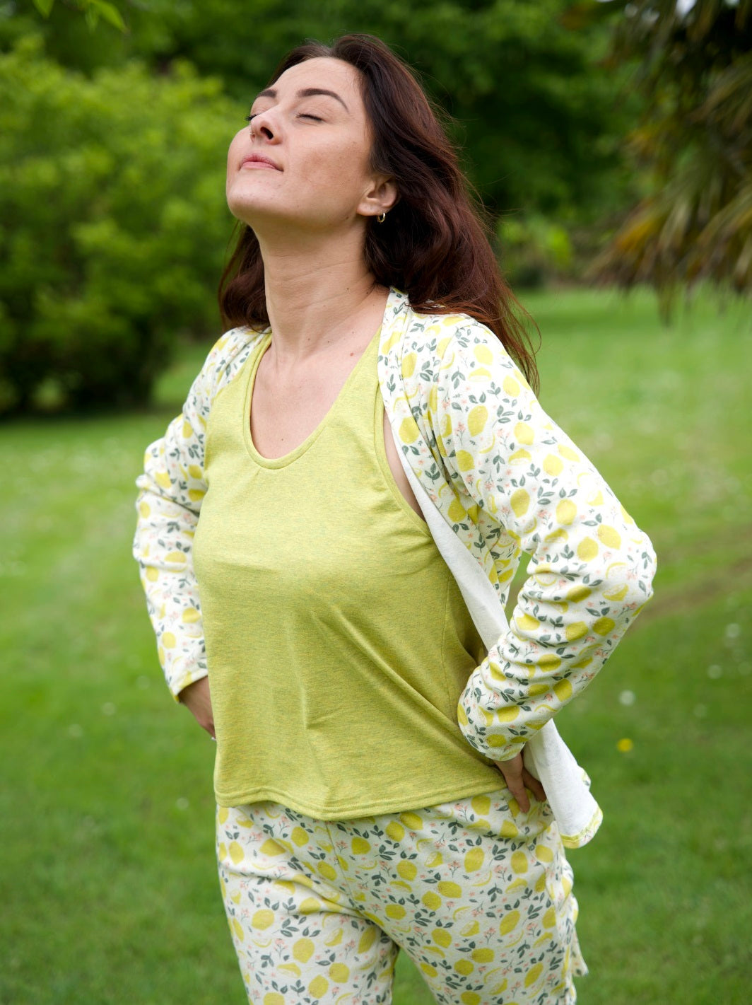 géopélie - ensemble pyjama pantalon kimono les citrons ecoresponsable et made in france