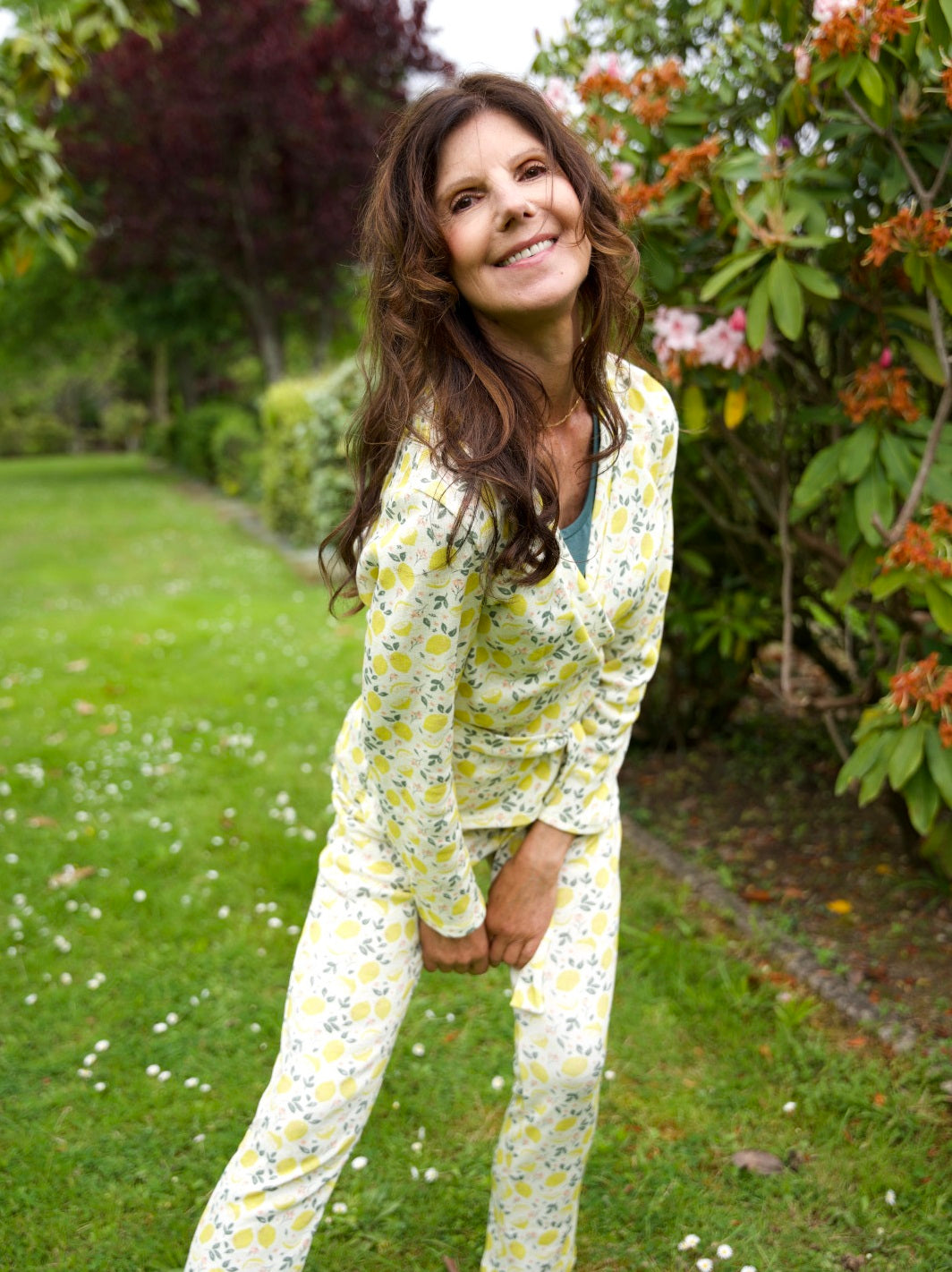 géopélie - ensemble pyjama pantalon kimono les citrons ecoresponsable et made in france