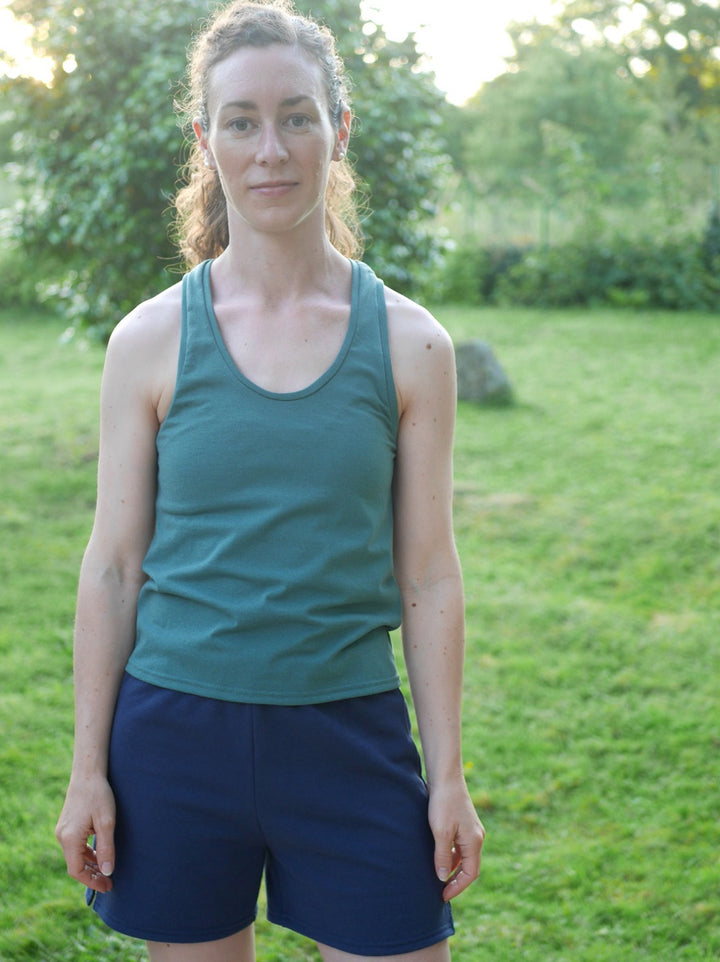 ensemble pyjama short marine débardeur vert forêt ecoresponsable et made in france