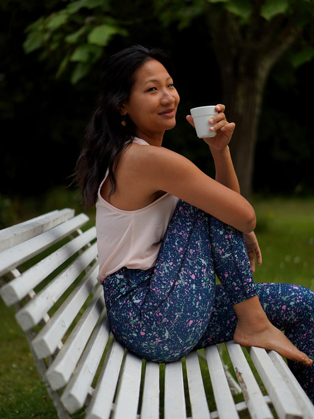 legging yoga colibri motif voie lactée ecoresponsable et made in france