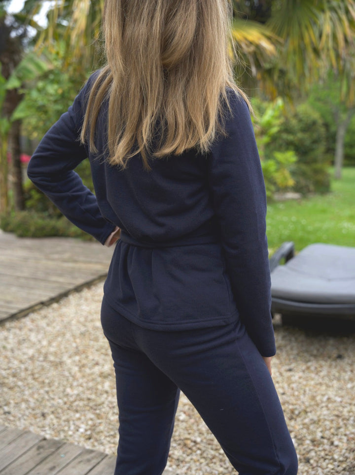 Pantalon de pyjama CIGOGNE bleu marine made in france ecoresponsable