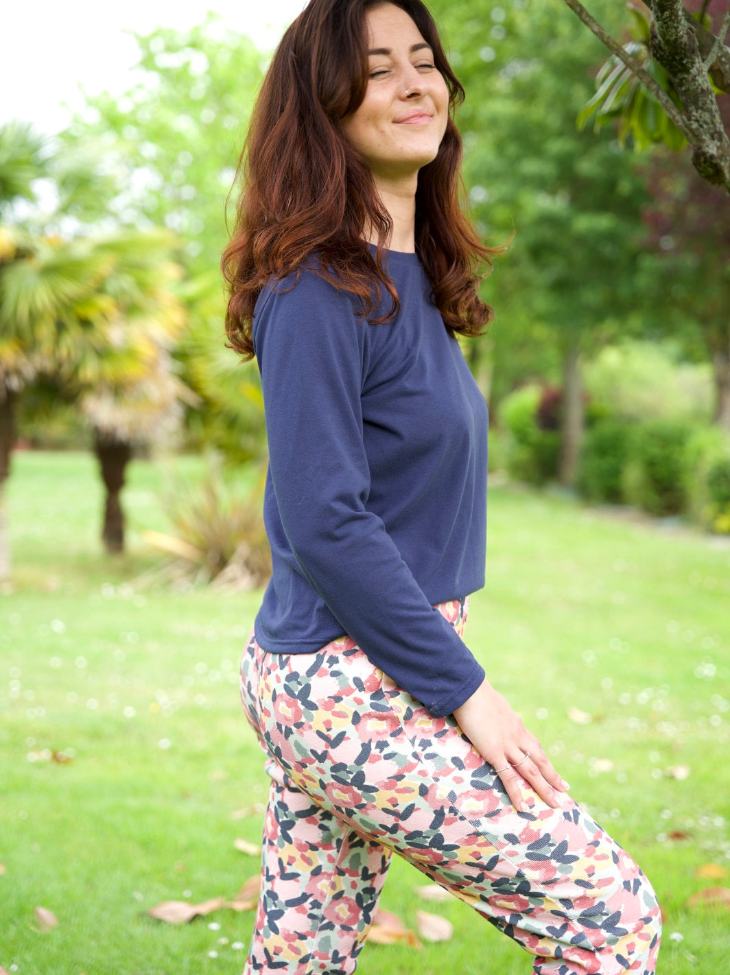 Pantalon de pyjama GOELAND motif au jardin made in france ecoresponsable