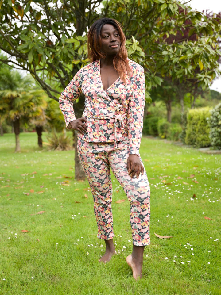 Pantalon de pyjama GOELAND motif au jardin made in france ecoresponsable