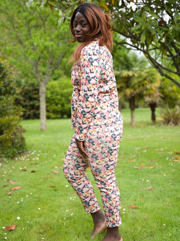 Pantalon de pyjama GOELAND motif au jardin made in france ecoresponsable