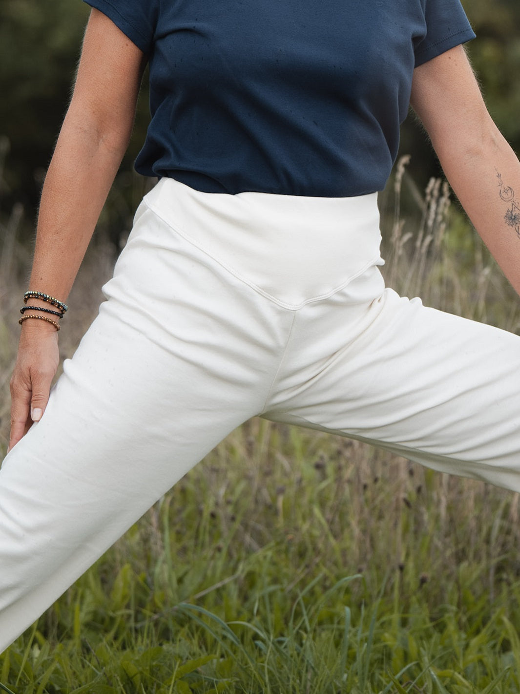 géopélie - sarouel de yoga hirondelle crème coton bio 