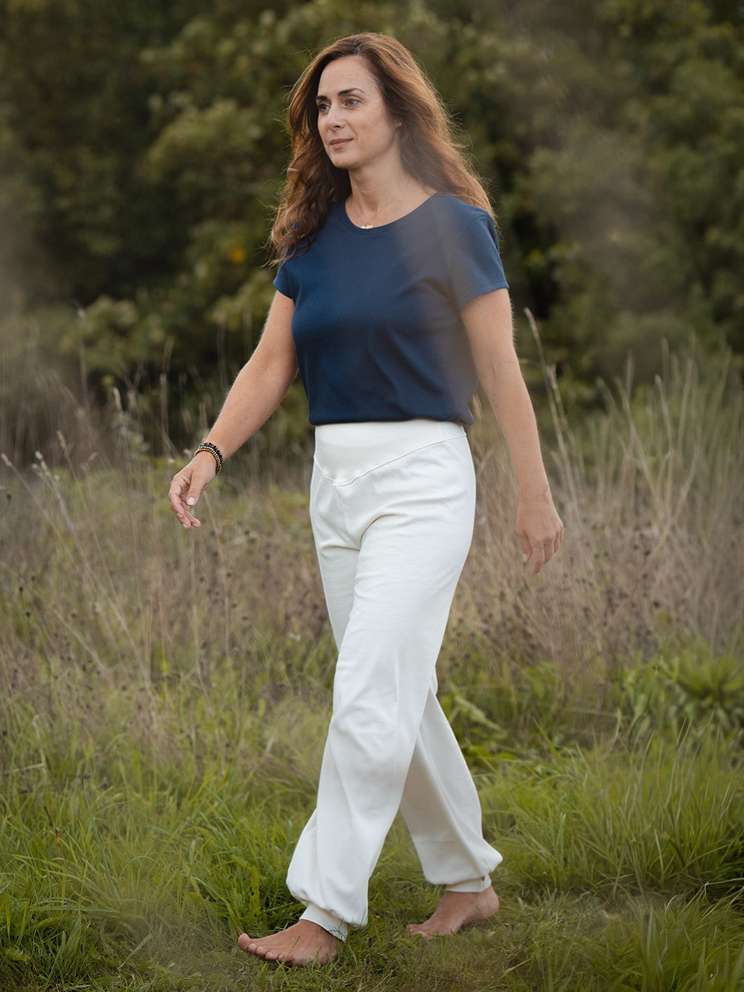 géopélie - sarouel de yoga hirondelle crème coton bio 