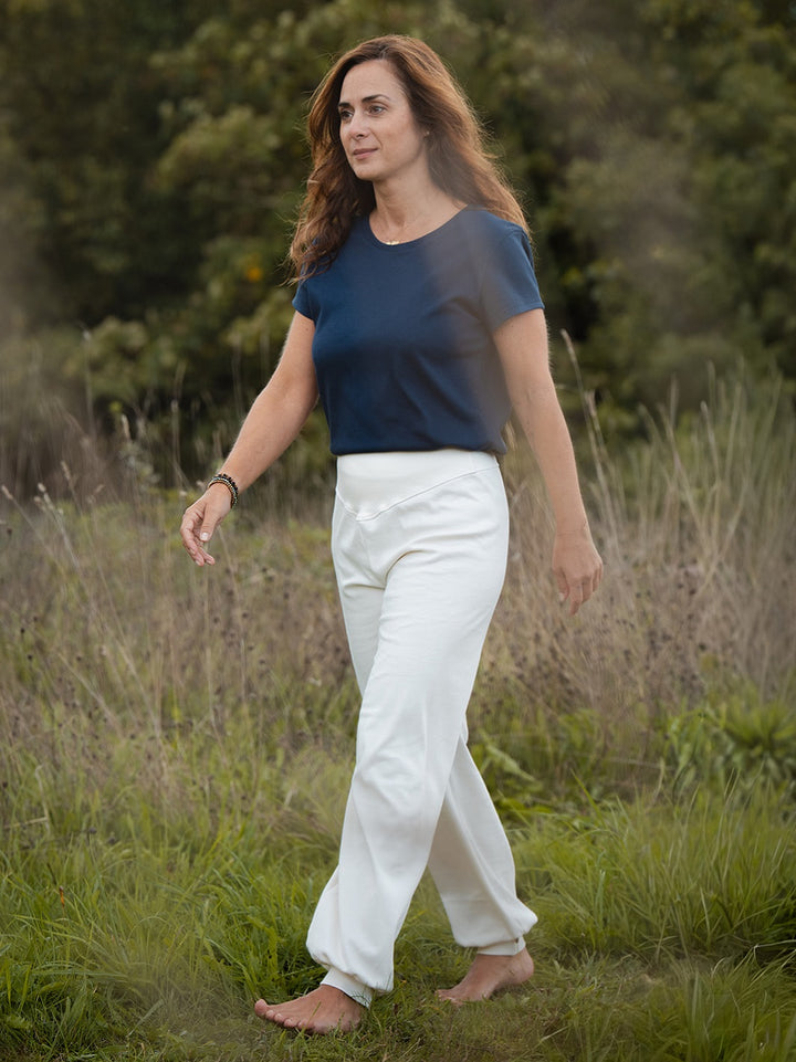 géopélie - sarouel de yoga hirondelle crème coton bio 