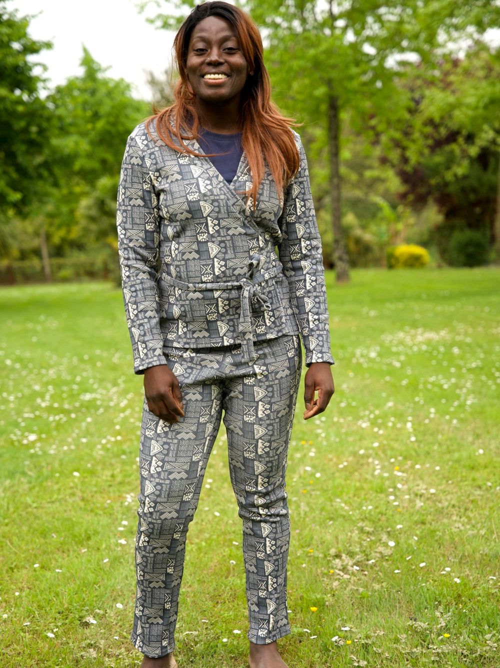 géopélie - ensemble pyjama pantalon kimono ehtnique ecoresponsable et made in france 1