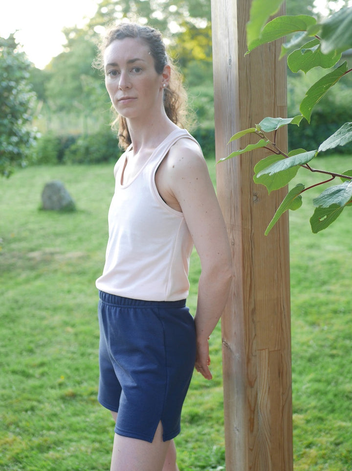 géopélie - short pyjama vanneau bleu marine ecoresponsable et made in france 