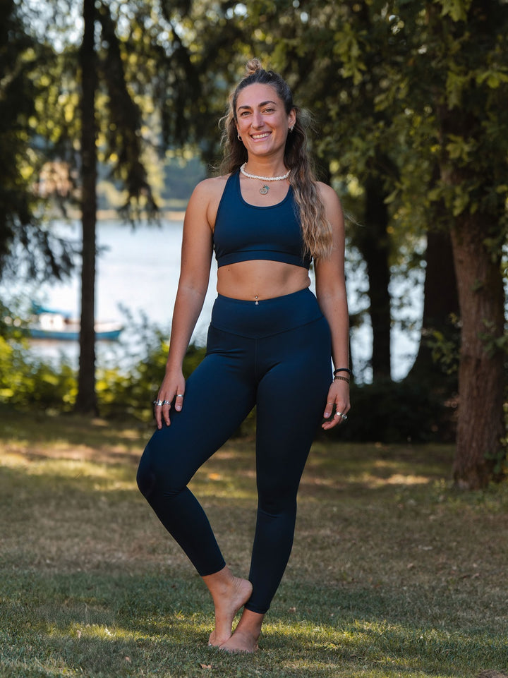 legging yoga ecoresponsable colibri flow minuit bleu