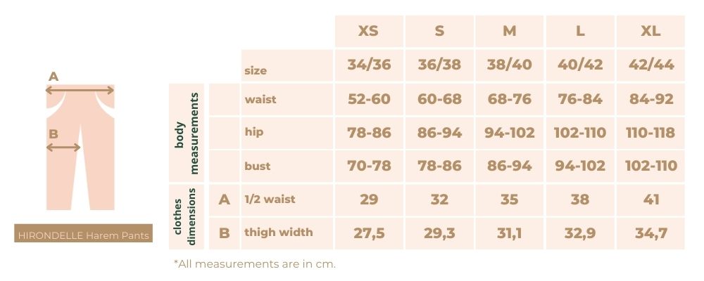 size_guide_harem_pants_yoga_hirondelle