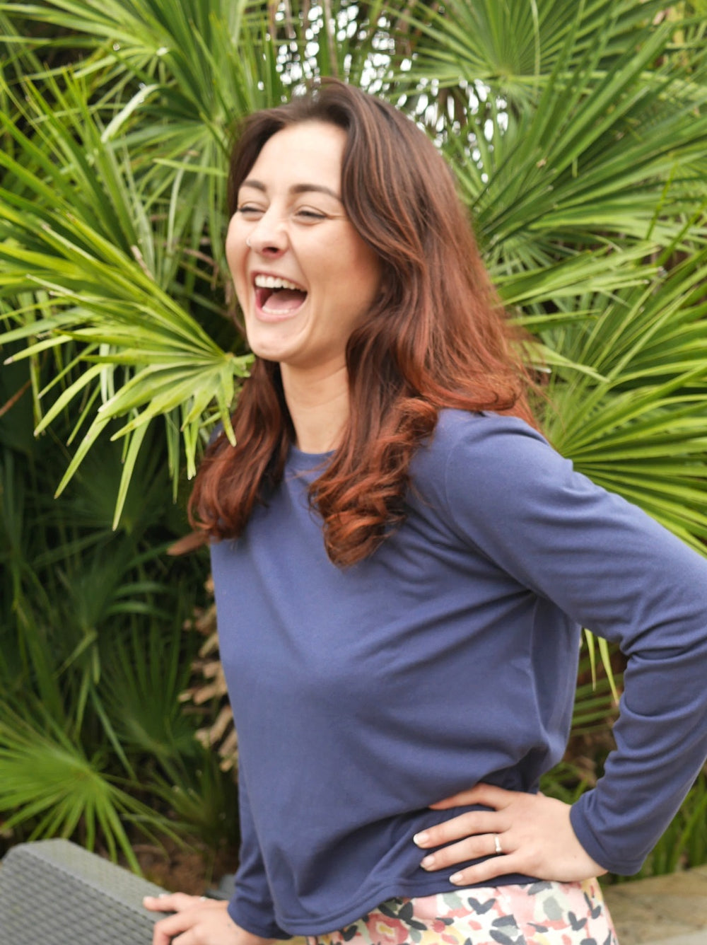 t-shirt de yoga manches longues pivert marine ecoresponsable et made in france