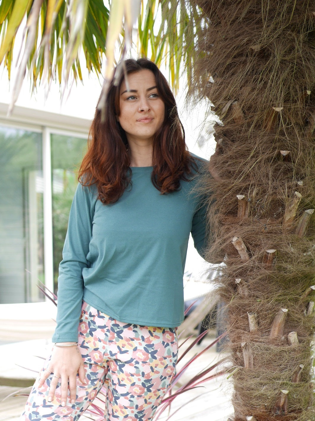 t-shirt de yoga manches longues pivert vert ecoresponsable et made in france 